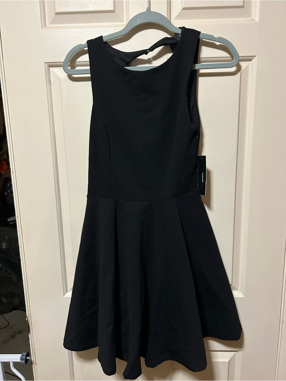 Lulu's Black Backless Fit-and-Flare Mini Dress